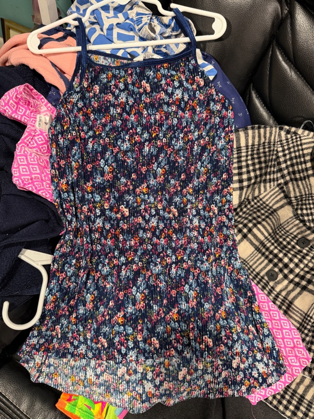Knitworks Navy Floral Smocked Halter Dress